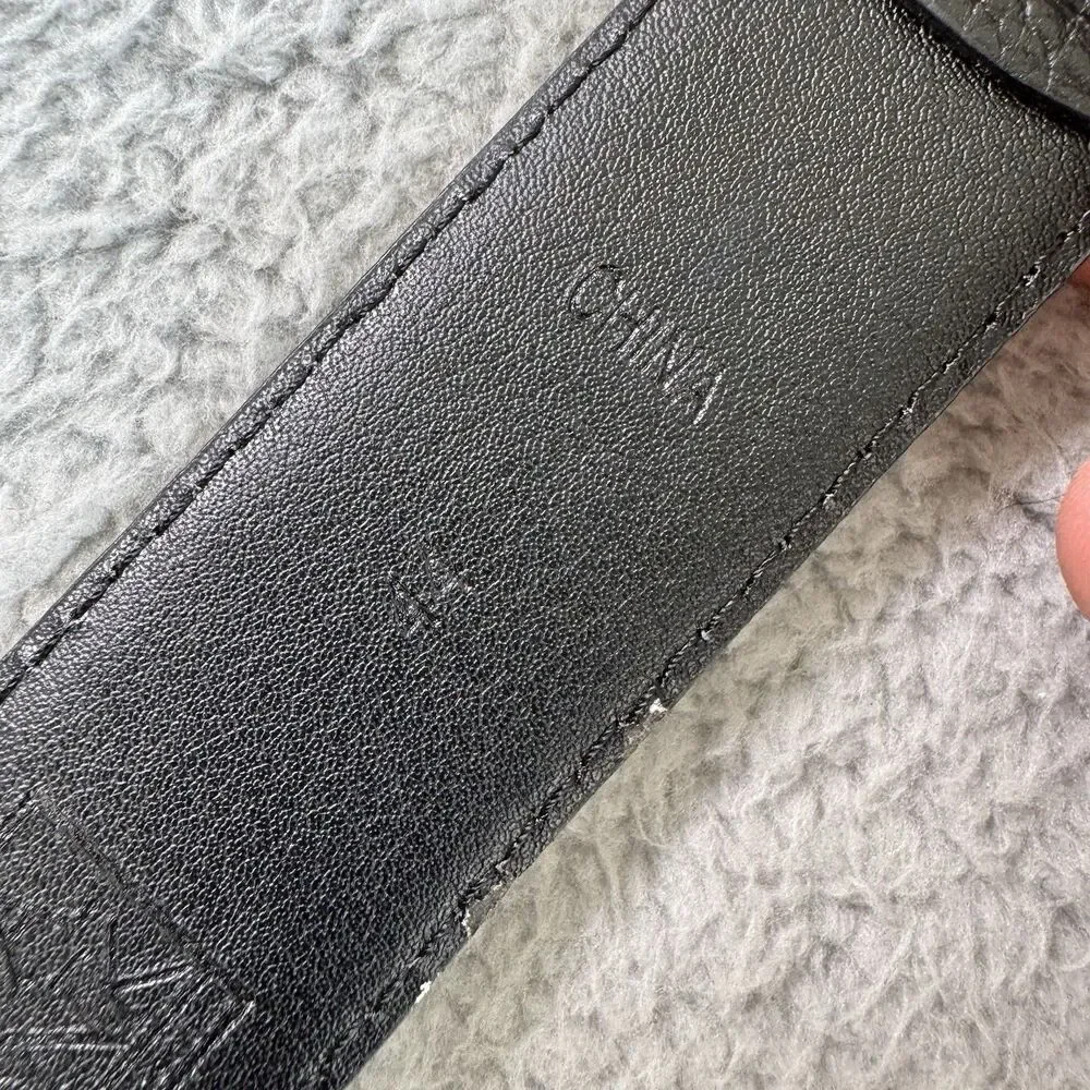 Jos.‎ A. Bank Belt Mens 44 Genuine Leather Black Silver Buckle